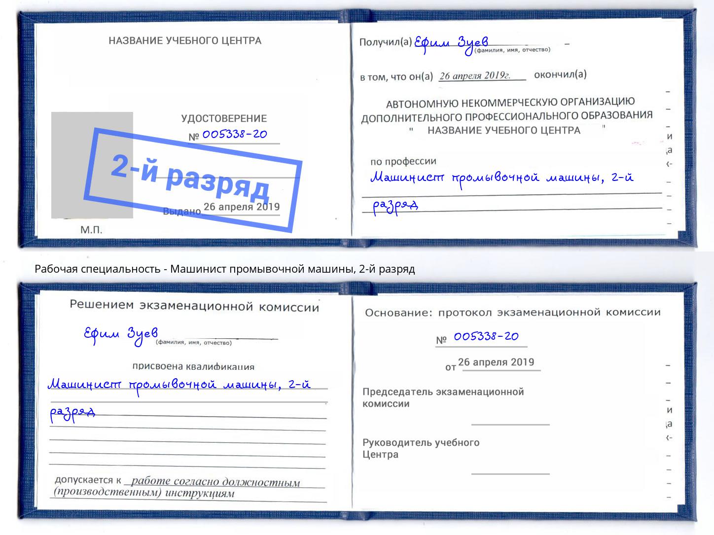корочка 2-й разряд Машинист промывочной машины Нерюнгри
