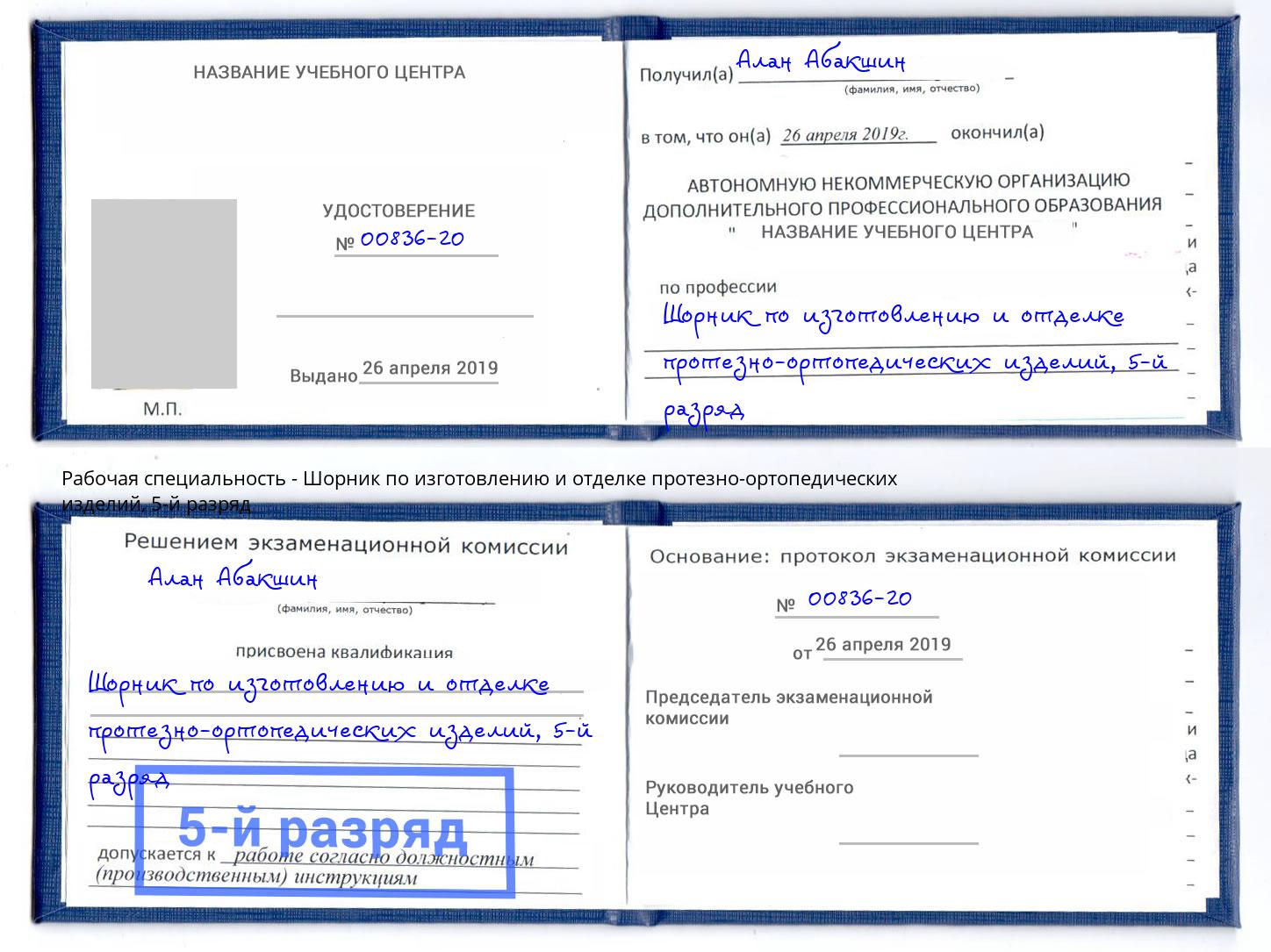 корочка 5-й разряд Шорник по изготовлению и отделке протезно-ортопедических изделий Нерюнгри